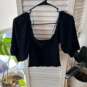 Black Puff Sleeve Blouse